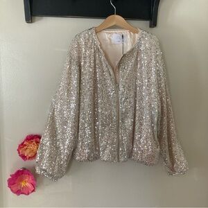 Zara Kids Sequin Bomber Jacket - Silver